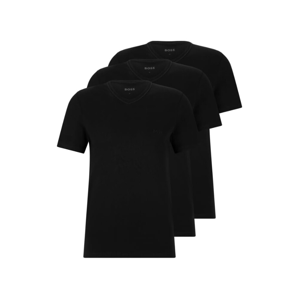 BOSS Men's 3-Pack V Neck Jersey T-Shirts  Black Night  L