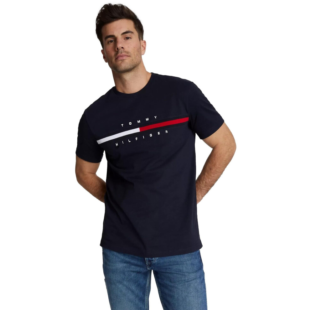 Tommy Hilfiger Men's Regular Fit Flag Embroidered Crew Neck T-Shirt  N