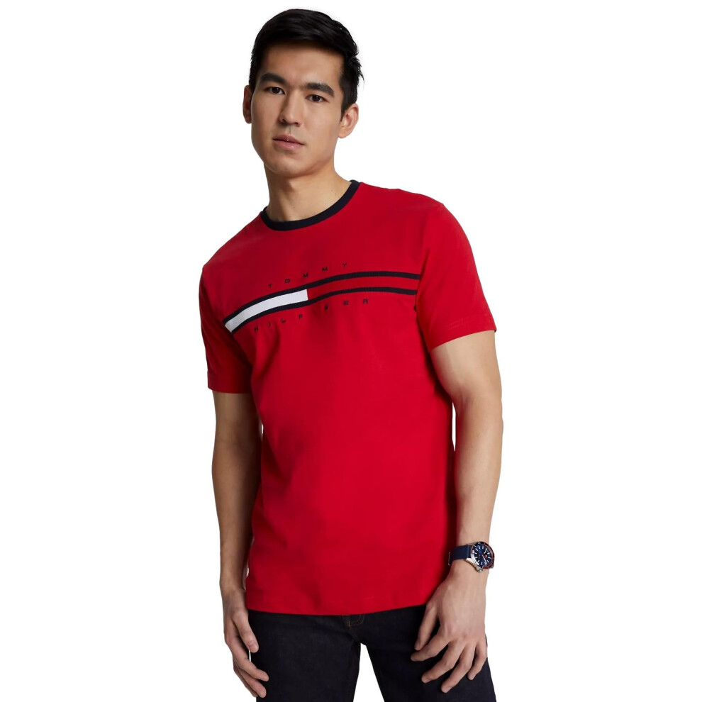 Tommy Hilfiger Men's Regular Fit Flag Embroidered Crew Neck T-Shirt  P