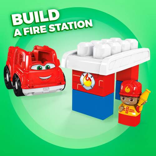 MEGA Mega BLOKS First Builders Παιχνίδι Κύβων για Μωρά, Freddy Πυροσβεστικό με 6 Τεμάχια, 1 Φιγούρα 2