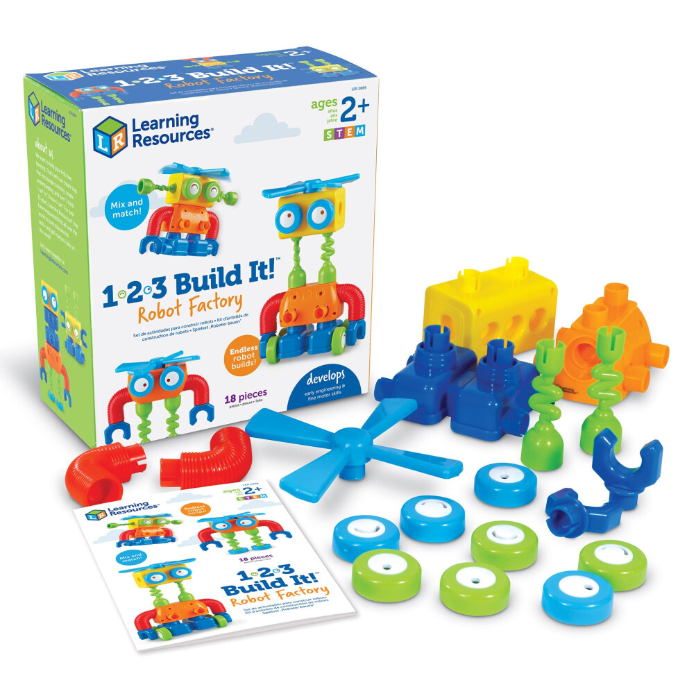 Learning Resources 1-2-3 Build It! Robot Factory  Fine Motor Toy  Robo