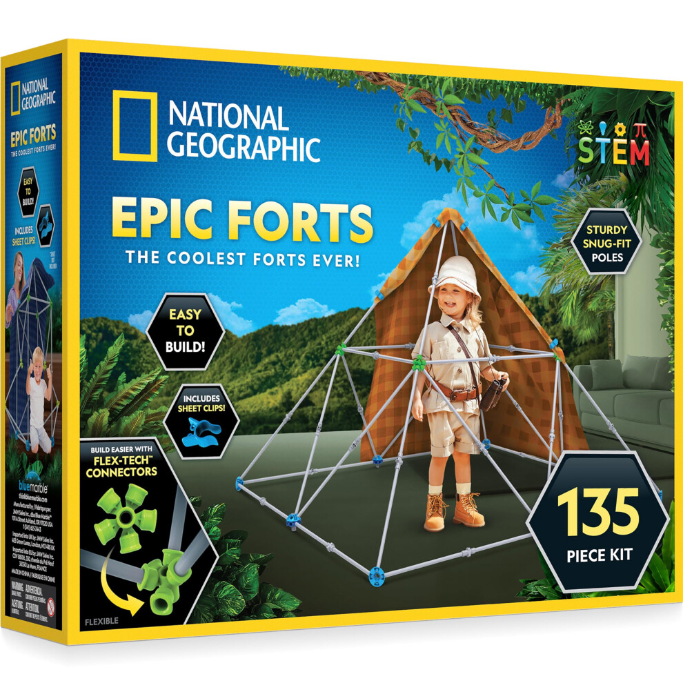 NATIONAL GEOGRAPHIC Creative Indoor Fort Building Kit - 135 Pieces for