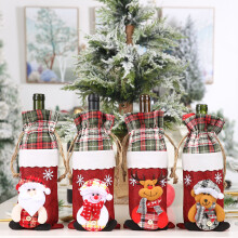 Wine Festive Bottle Holder In Rustic Burlap Material For Joyful Holiday Occasions