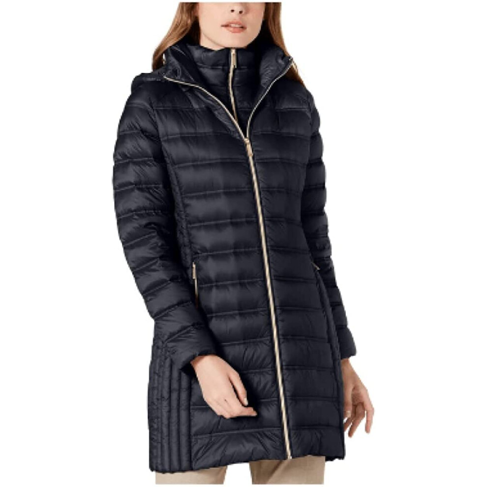 Michael Michael Kors Hooded Packable Down Puffer Coat - Black (Small)