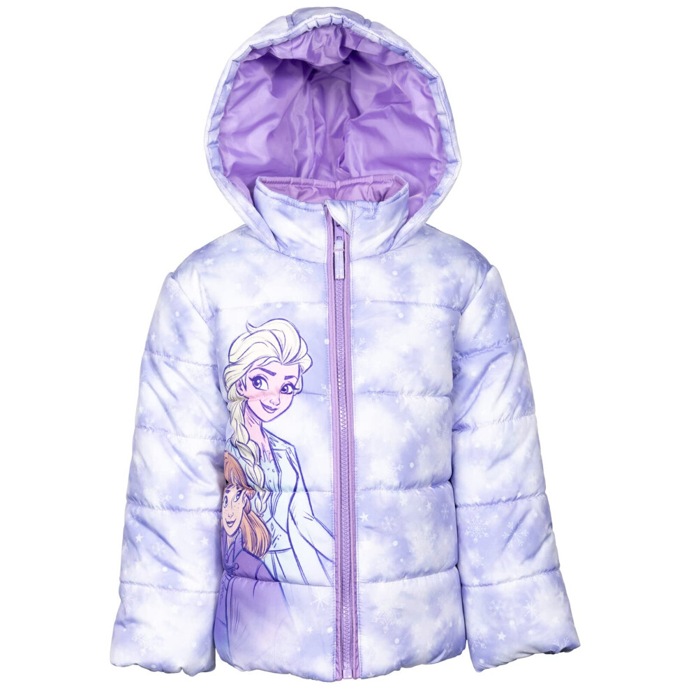 Disney Frozen Princess Anna Elsa Little Girls Zip Up Coat Puffer Jacke