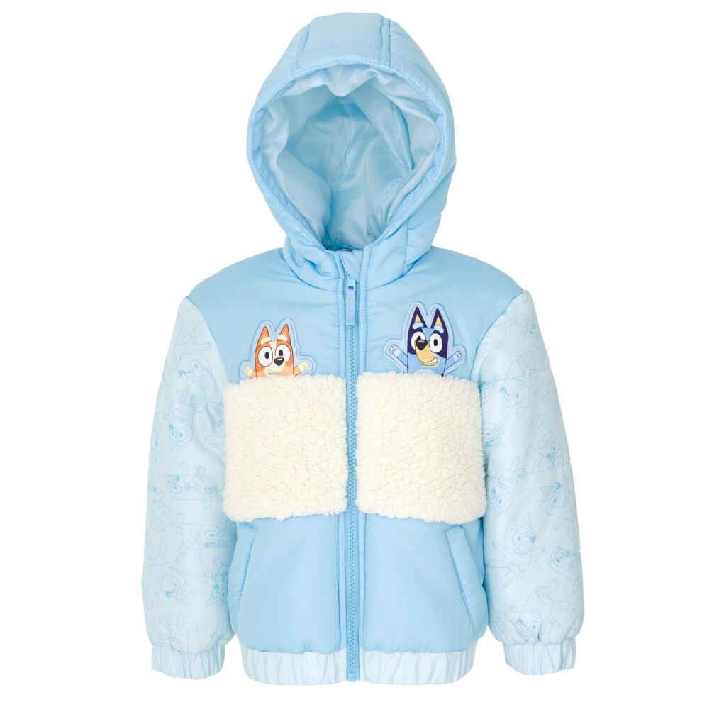 Bluey Bingo Toddler Girls Zip Up Winter Coat Puffer Jacket 3T