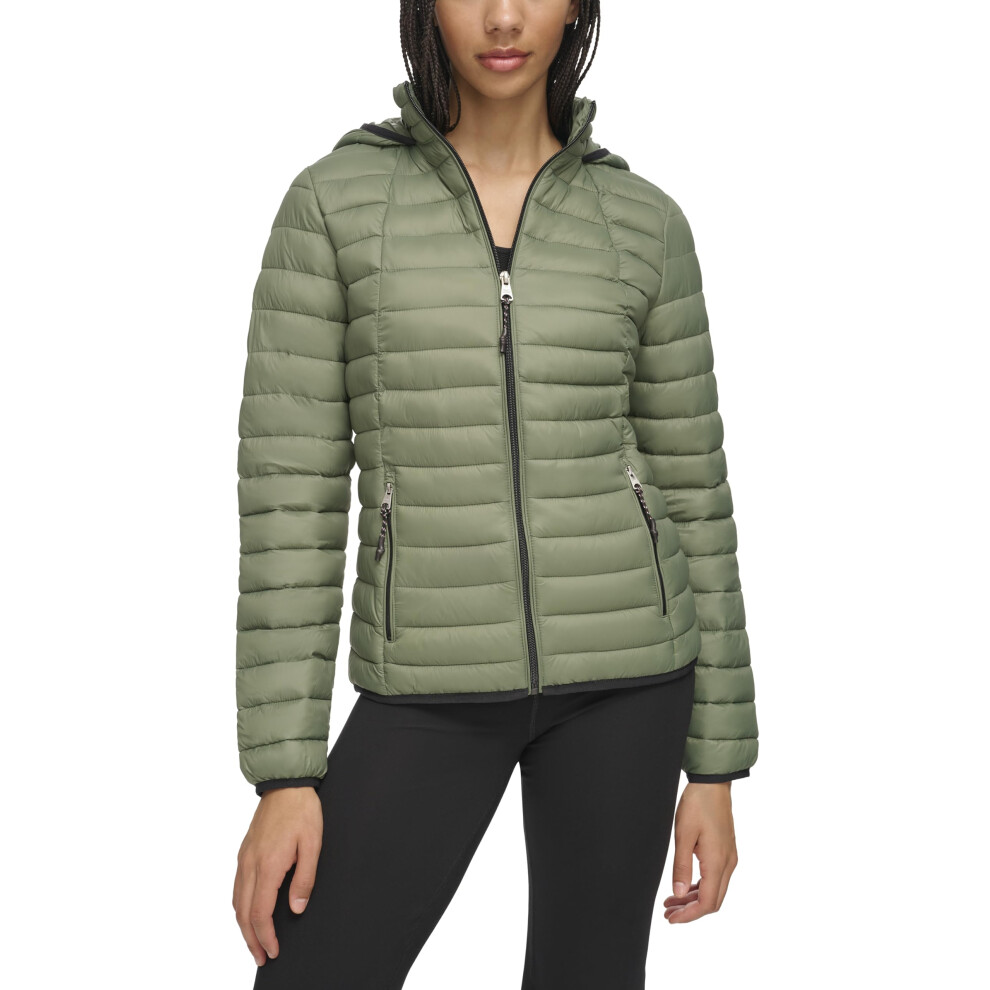 Tommy Hilfiger Women's Hooded Lightweight Outerwear Jacket  Basil