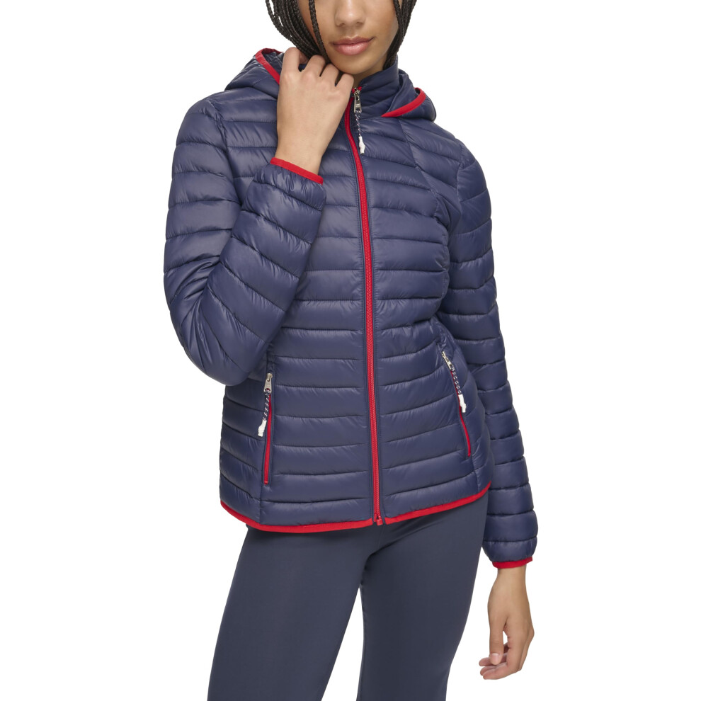 Tommy Hilfiger Women's Hooded Lightweight Outerwear Jacket  Navy