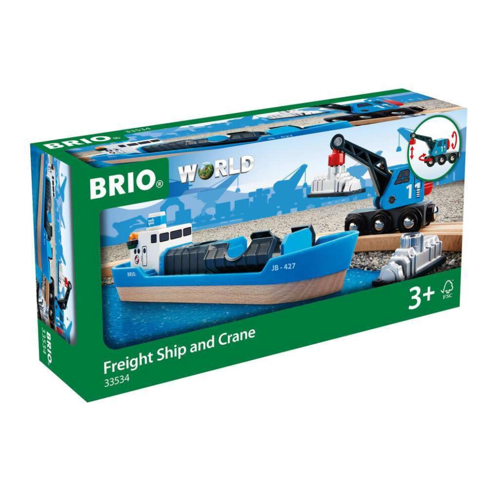 BRIO World - 33534 Container Ship and Crane Wagon | Premium 4-Piece Ki