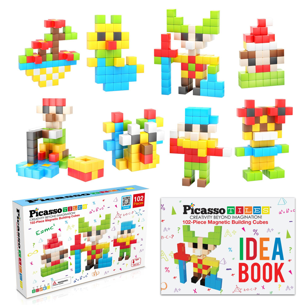Photos - Construction Toy PicassoTiles 102 Pieces 1"" Magnetic Toy Building Block Cubes Building