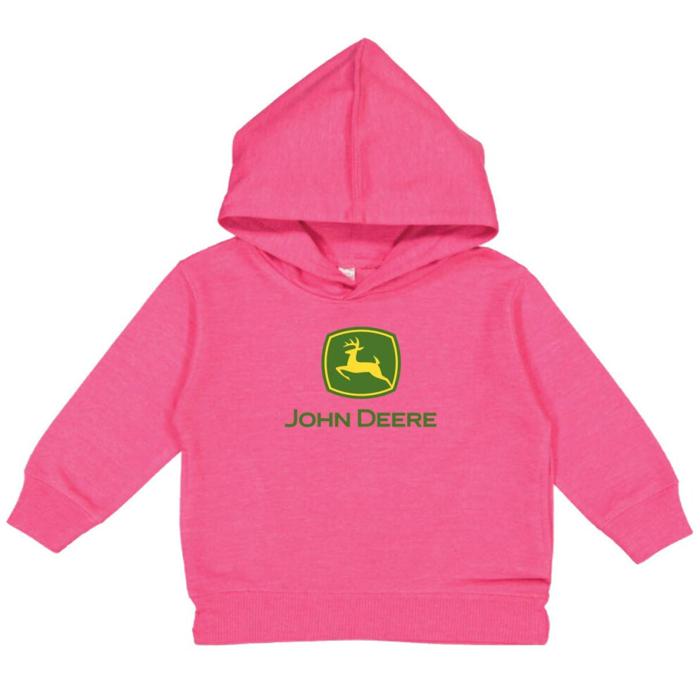 John Deere Youth Girl Hooded Sweatshirt-Hot Pink-L