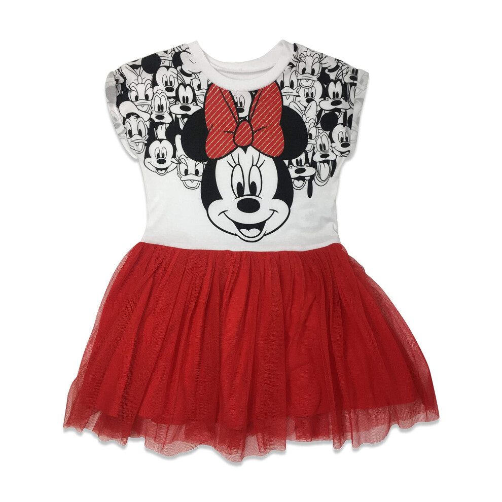 Disney Minnie Mouse Little Girls Dress White/Red 6-6X