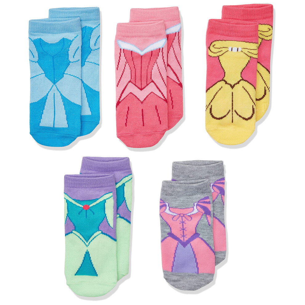 Disney girls Princess 5 Pack Shorty Casual Sock  Multi Dresses  Shoe S