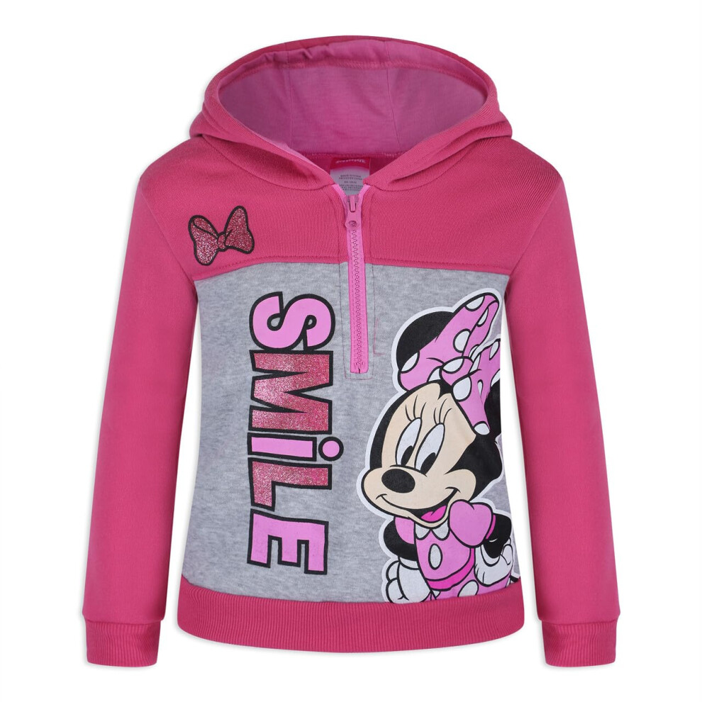 Disney Minnie Mouse Girls Half Zip Up Hoodie for Infants  Toddlers  an