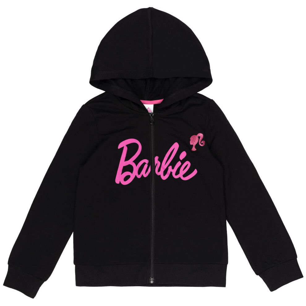 Barbie Big Girls French Terry Zip-Up Hoodie Black 14-16