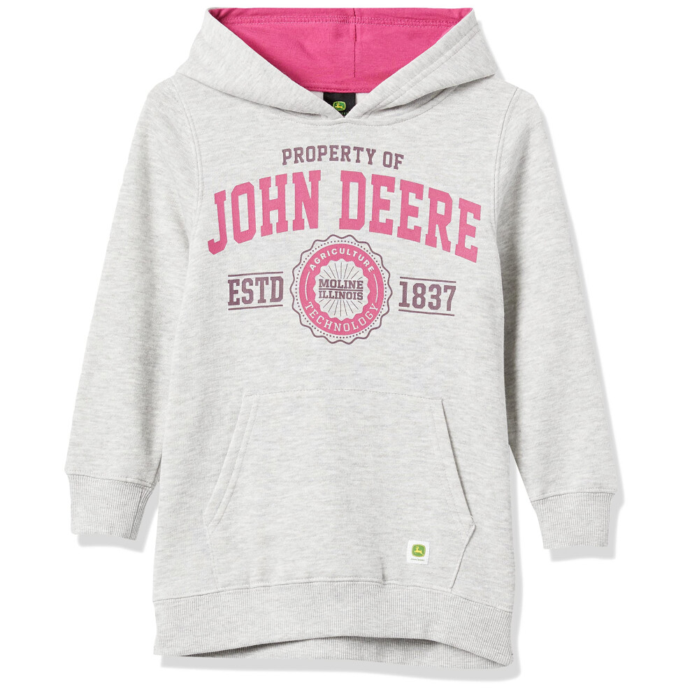 John Deere Big Girls' Fleece Hoodie  Ash Heather  10