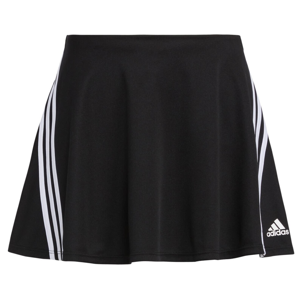 adidas Girls' 3-Stripe Flounce Knit Skorts Tennis Skirt  Black  Medium