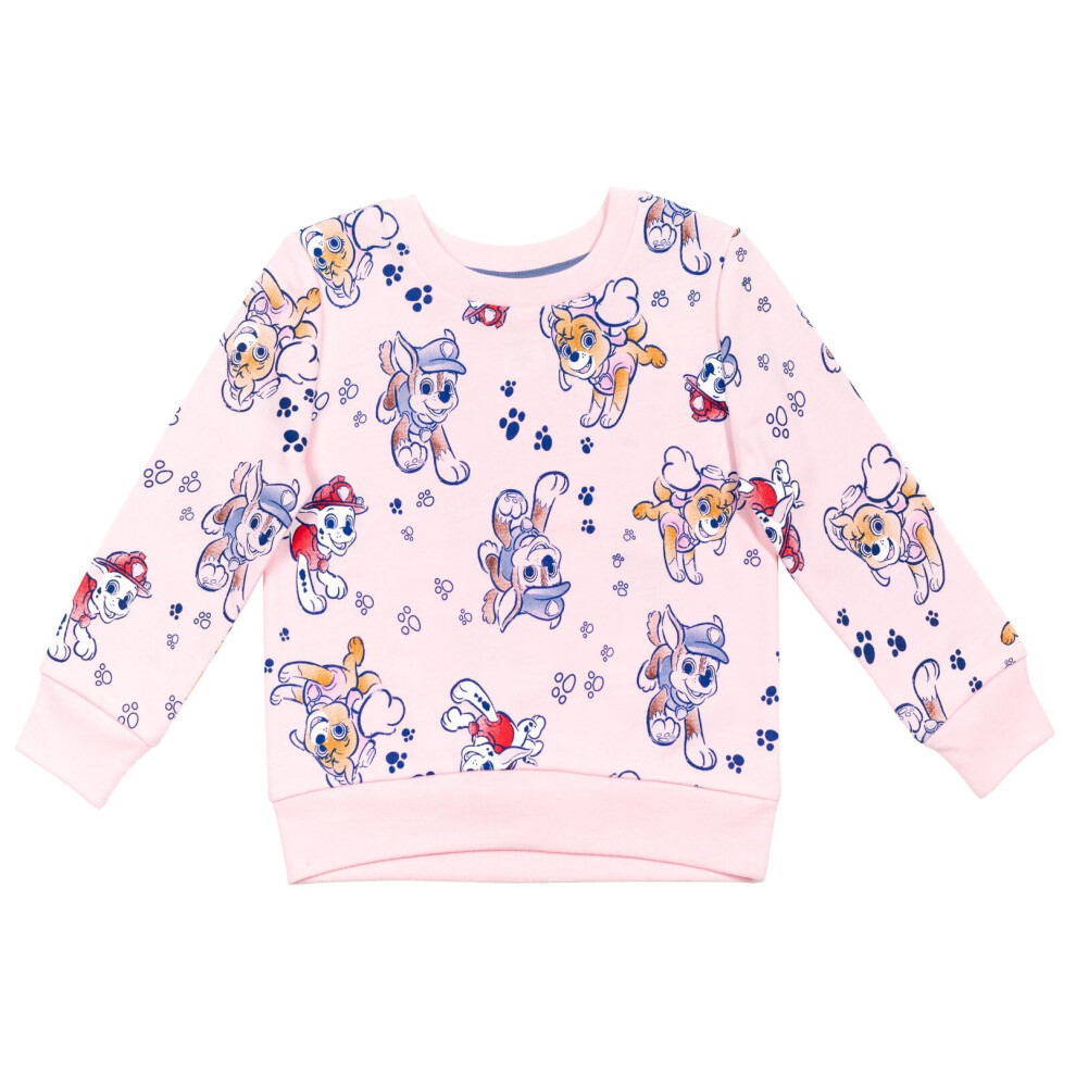 Paw Patrol Skye Chase Marshall Big Girls French Terry Sweatshirt Pink