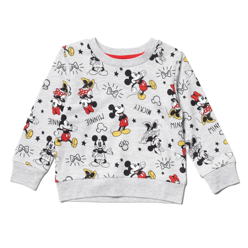 Disney Minnie Mouse Mickey Mouse Little Girls Sweatshirt Gray 7-8