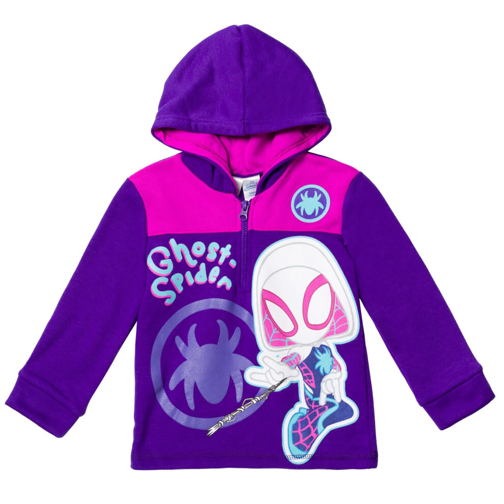 Marvel Spider-Man Ghost-Spider Little Girls Fleece Half Zip Fashion Ho