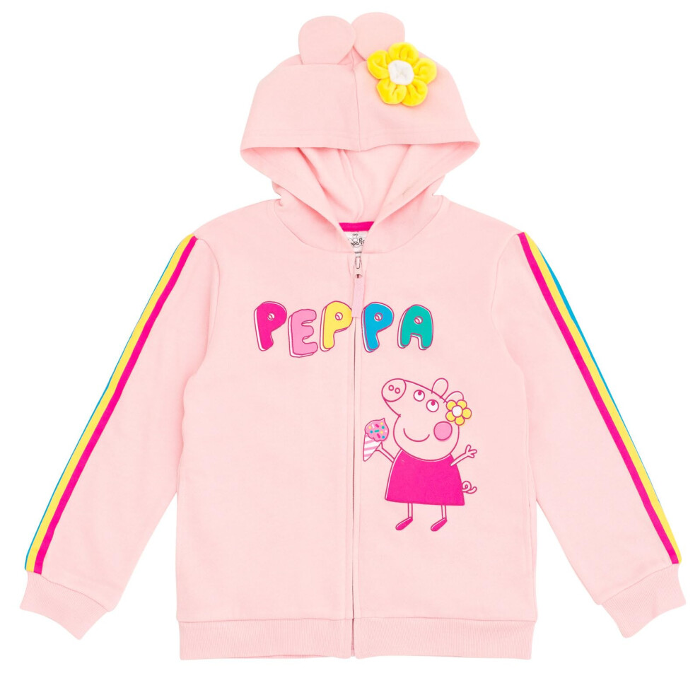 Peppa Pig Little Girls Fleece Zip Up Hoodie Pink 6