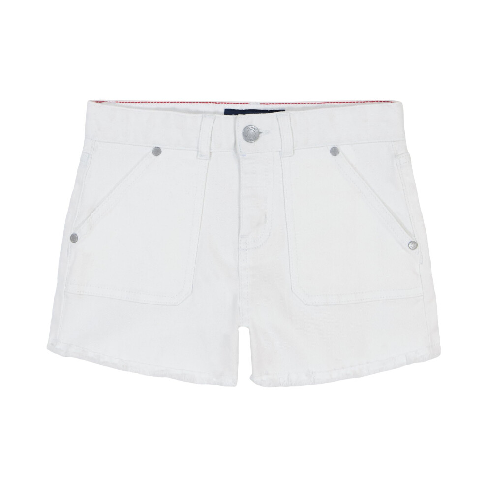 Tommy Hilfiger Girls' 5-Pocket Stretch Denim Shorts  White/Fray