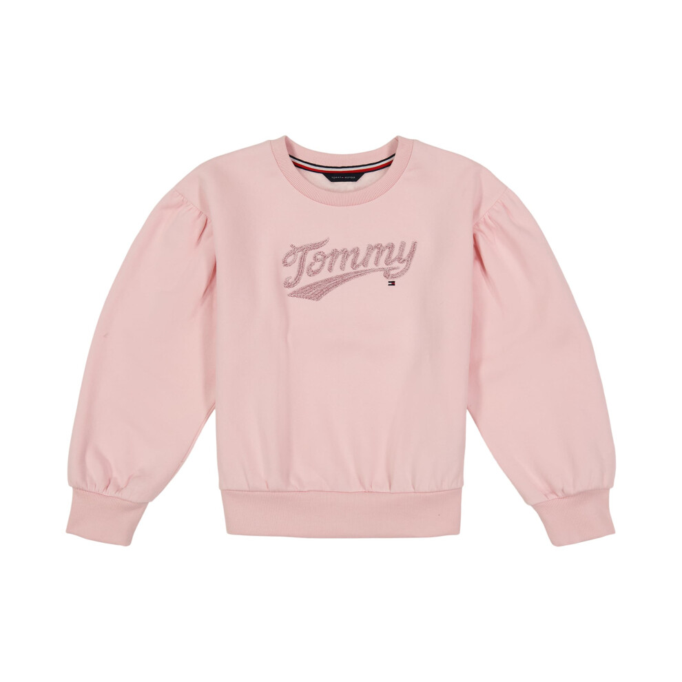 Tommy Hilfiger Girls' Fleece Pullover Crewneck Sweatshirt  Rose Shadow