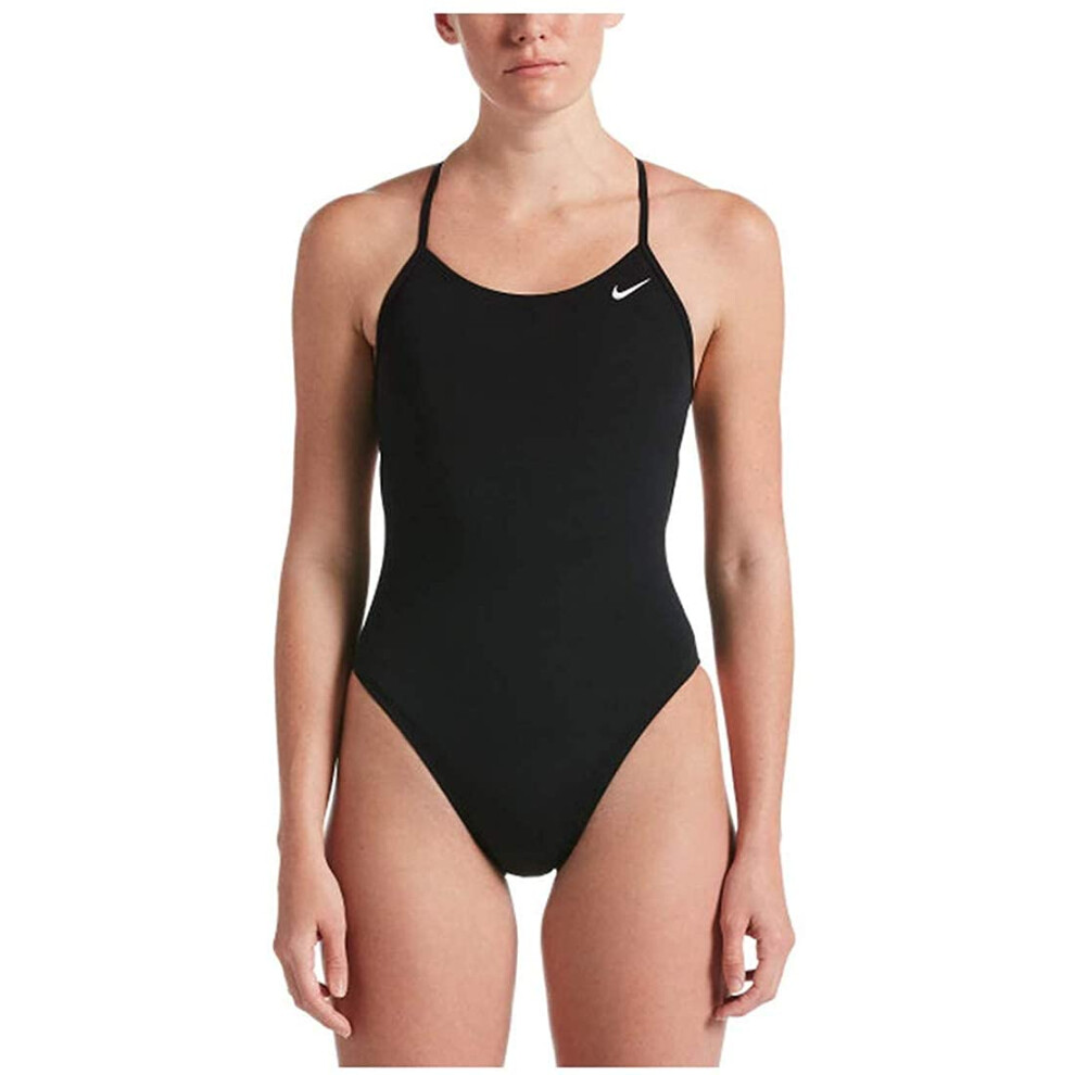 Nike Hydrastrong Solid Lace Up Tie Back One Piece (24  Black)