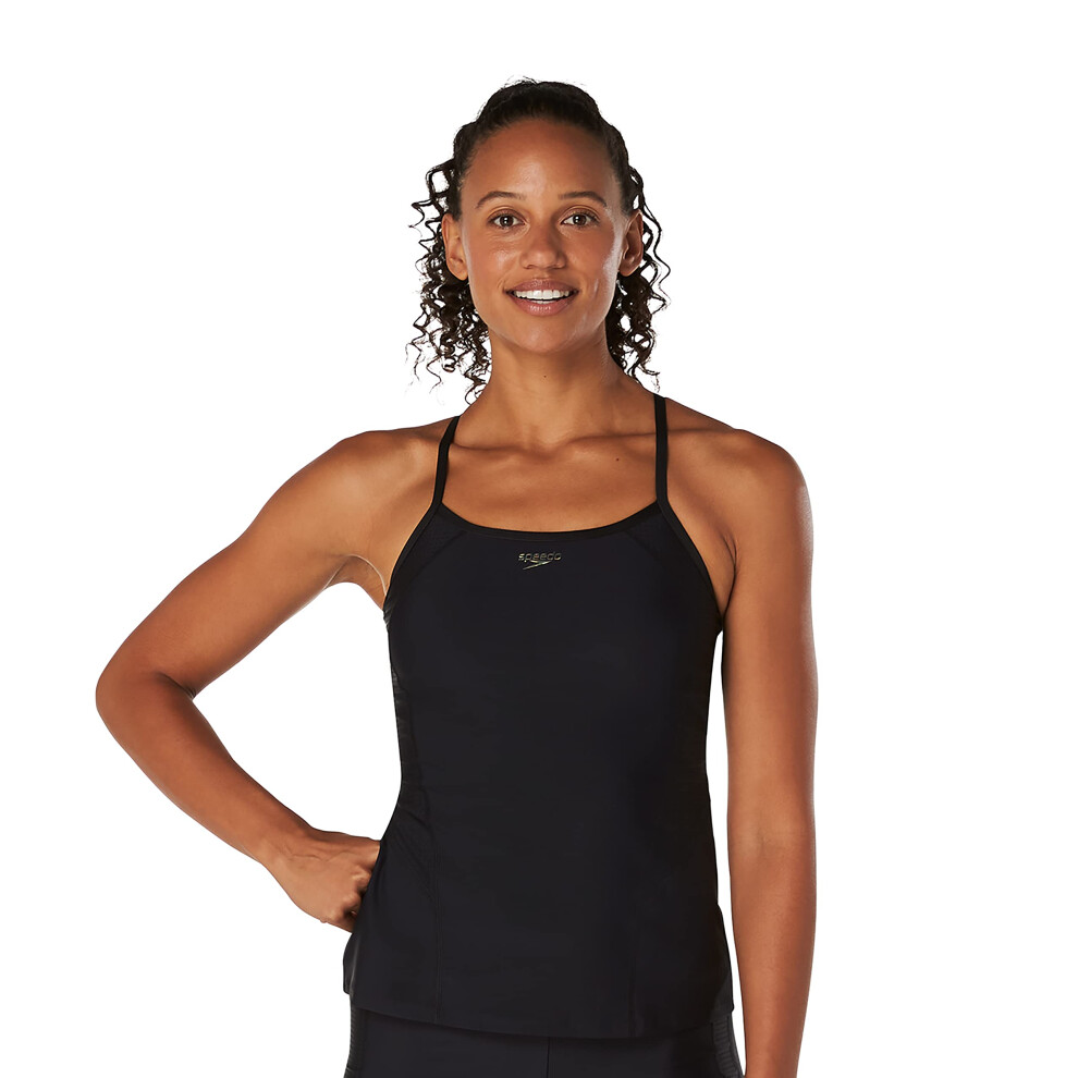 Speedo Women's Standard Swimsuit Top Tankini Scoop Neck  Sheen Black