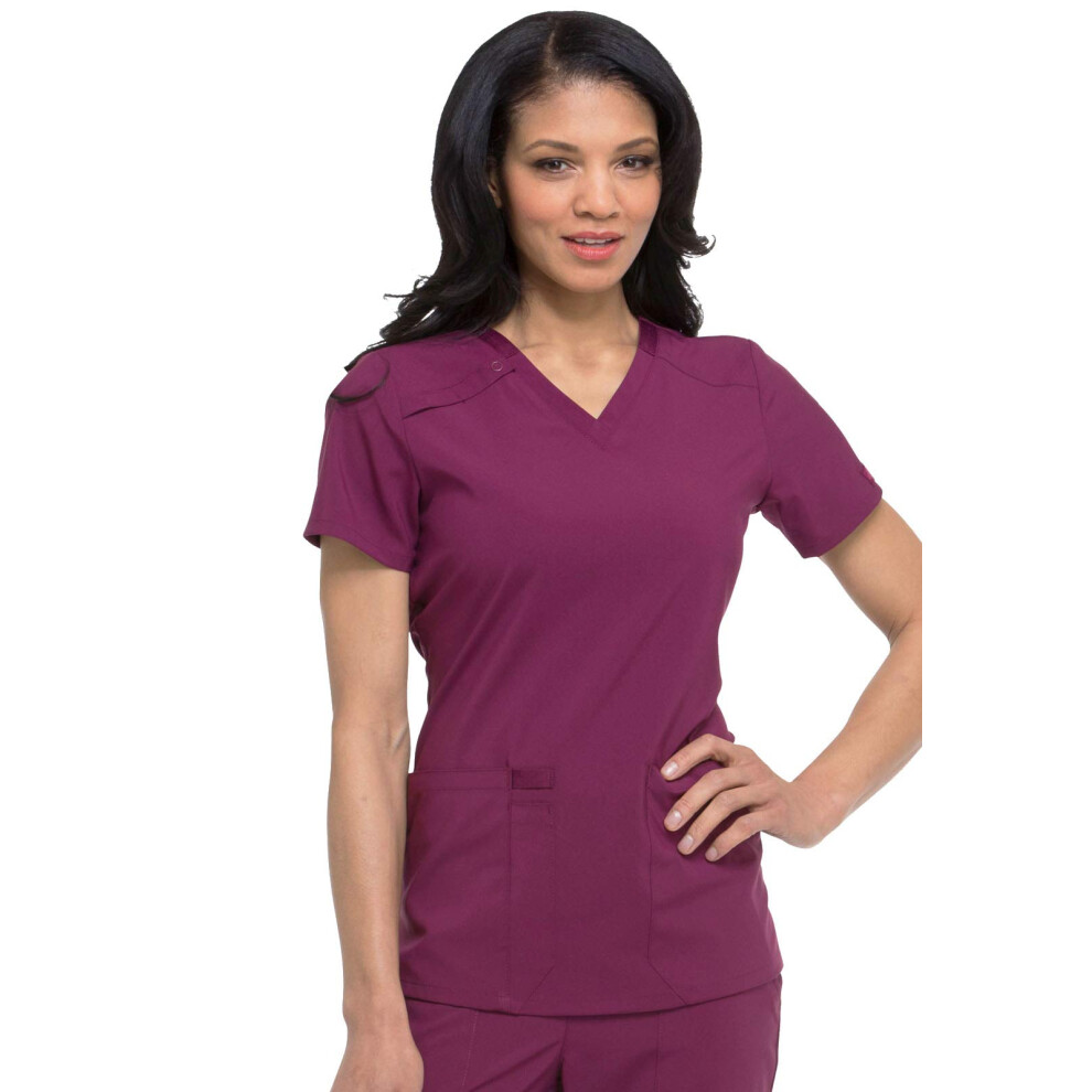 Dickies EDS Essentials Scrubs  V-Neck Womens Tops with Four-Way Stretc