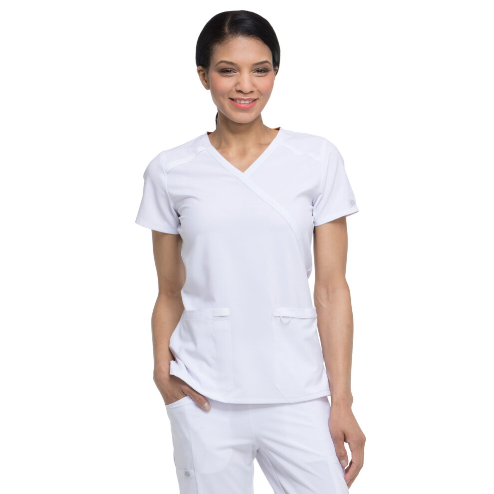 Dickies EDS Essentials  Mock Wrap Top Scrubs for Women with Four-Way S