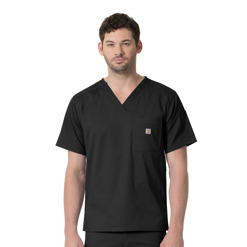 Carhartt mens Men's Slim Fit 6 Pkt Top Medical Scrubs Shirt  Black  XX