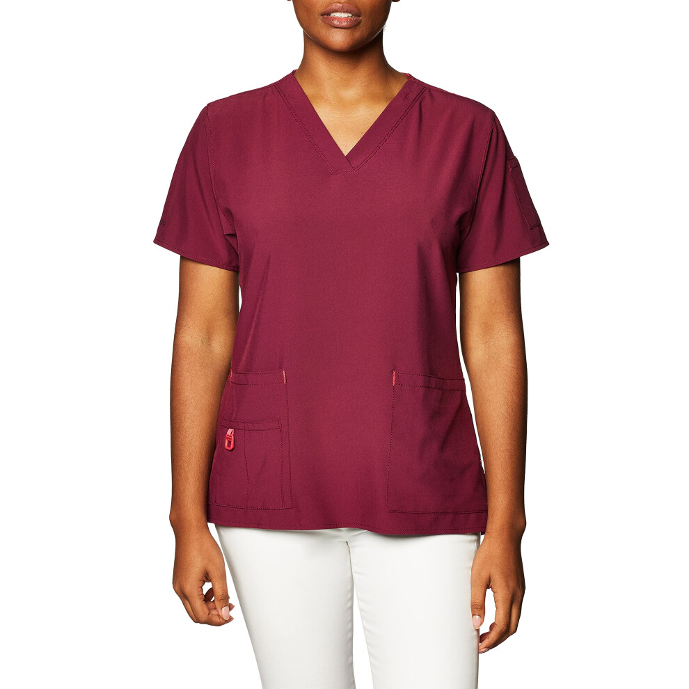 Carhartt Womens Cross-Flex Media Top Medical Scrubs Shirt  Wine  X-Lar