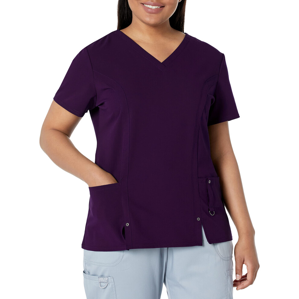 Dickies Women's Xtreme Stretch V-Neck Scrubs Shirt  Eggplant  Medium