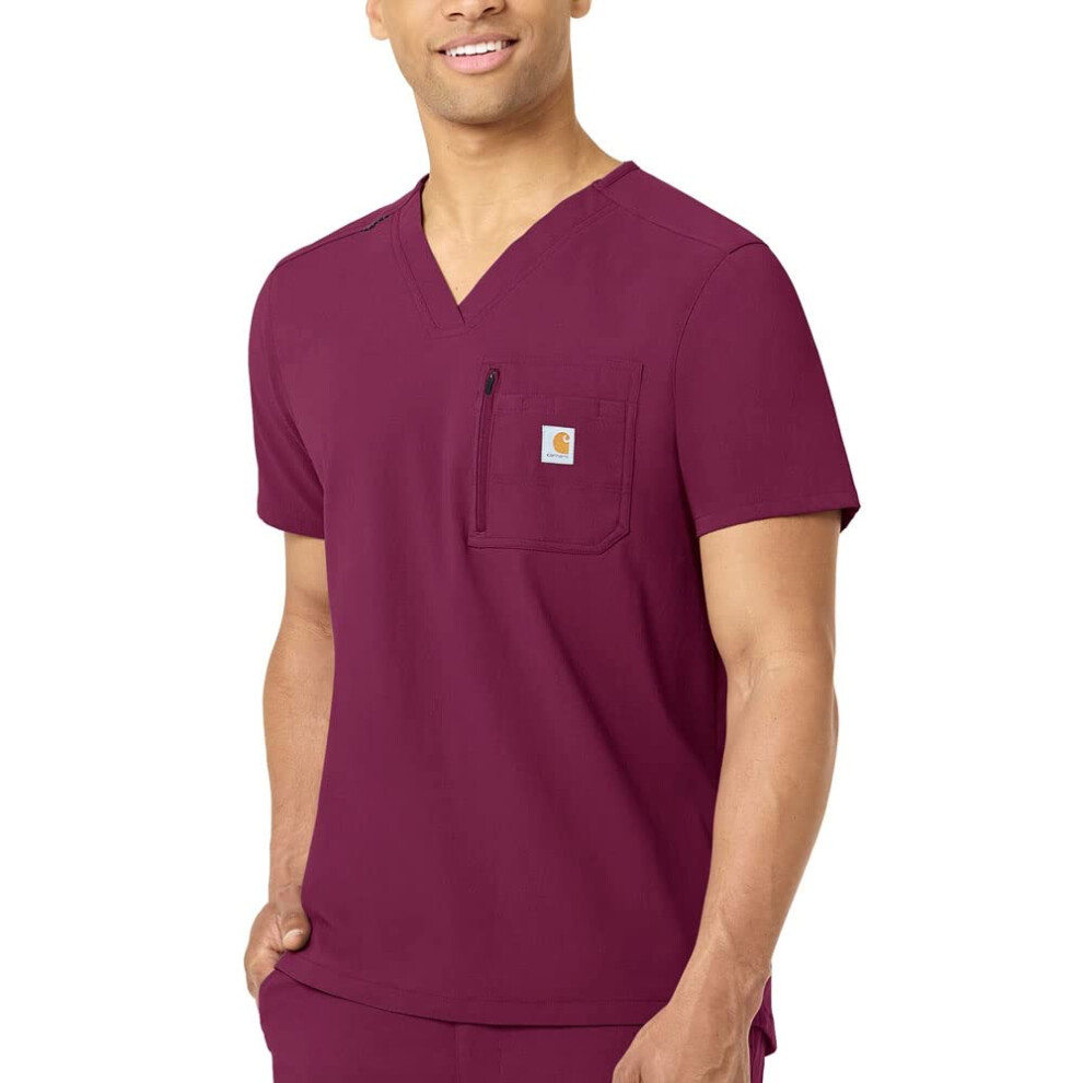 Carhartt Medical Men's Modern Fit Tuck-in Scrub Top  Wine  L