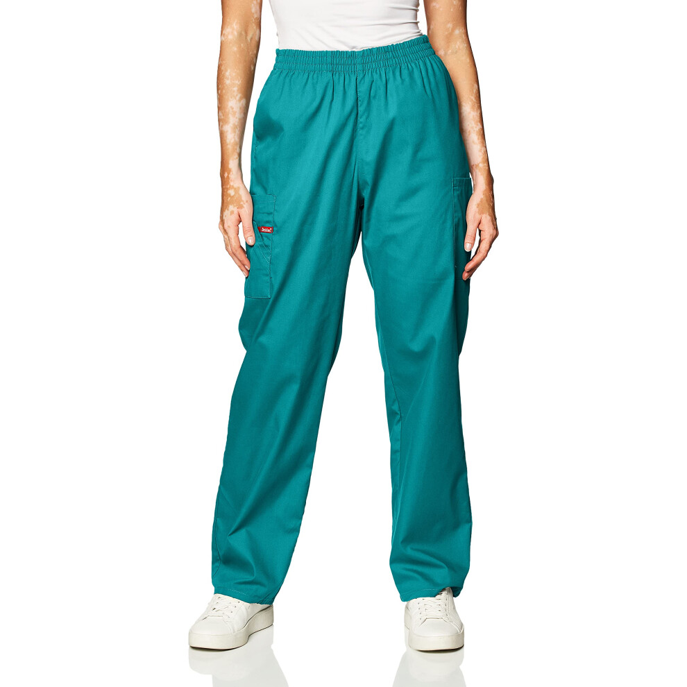 Dickies womens Signature Elastic Waist medical scrubs pants  Teal Blue