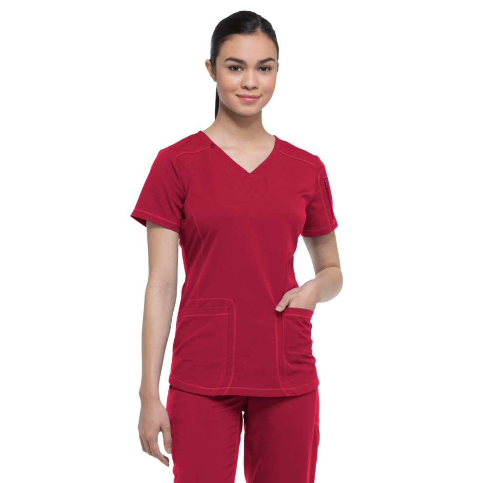 Dickies Dynamix Womens Tops  Athletic-Inspired V-Neck Scrub Top with F