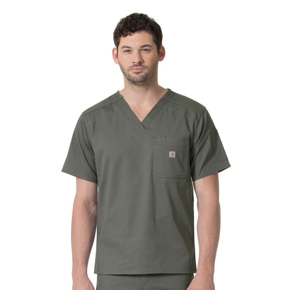 Carhartt Men's Slim Fit 6 Pkt Scrub Top  Olive  MD