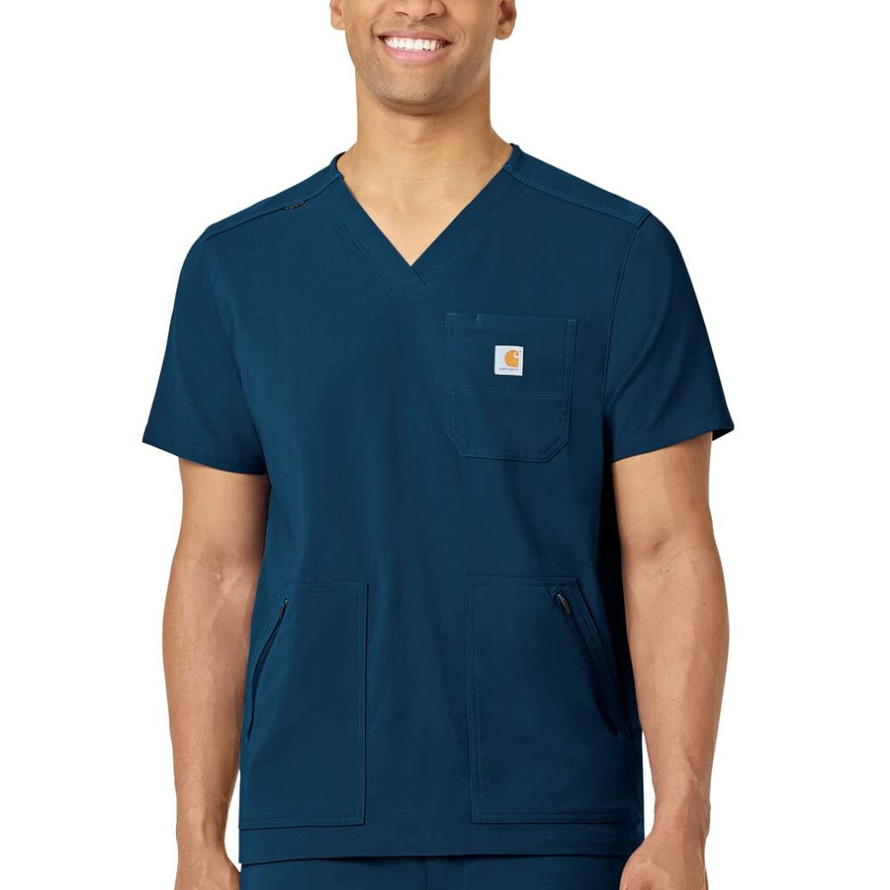 Carhartt Medical Men's Modern Fit 5-Pocket V-Neck Scrub Top  Caribbean