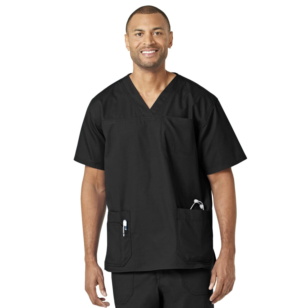 Carhartt Men's Big and Tall Ripstop Multi Pocket Scrub Top  Black  3X-