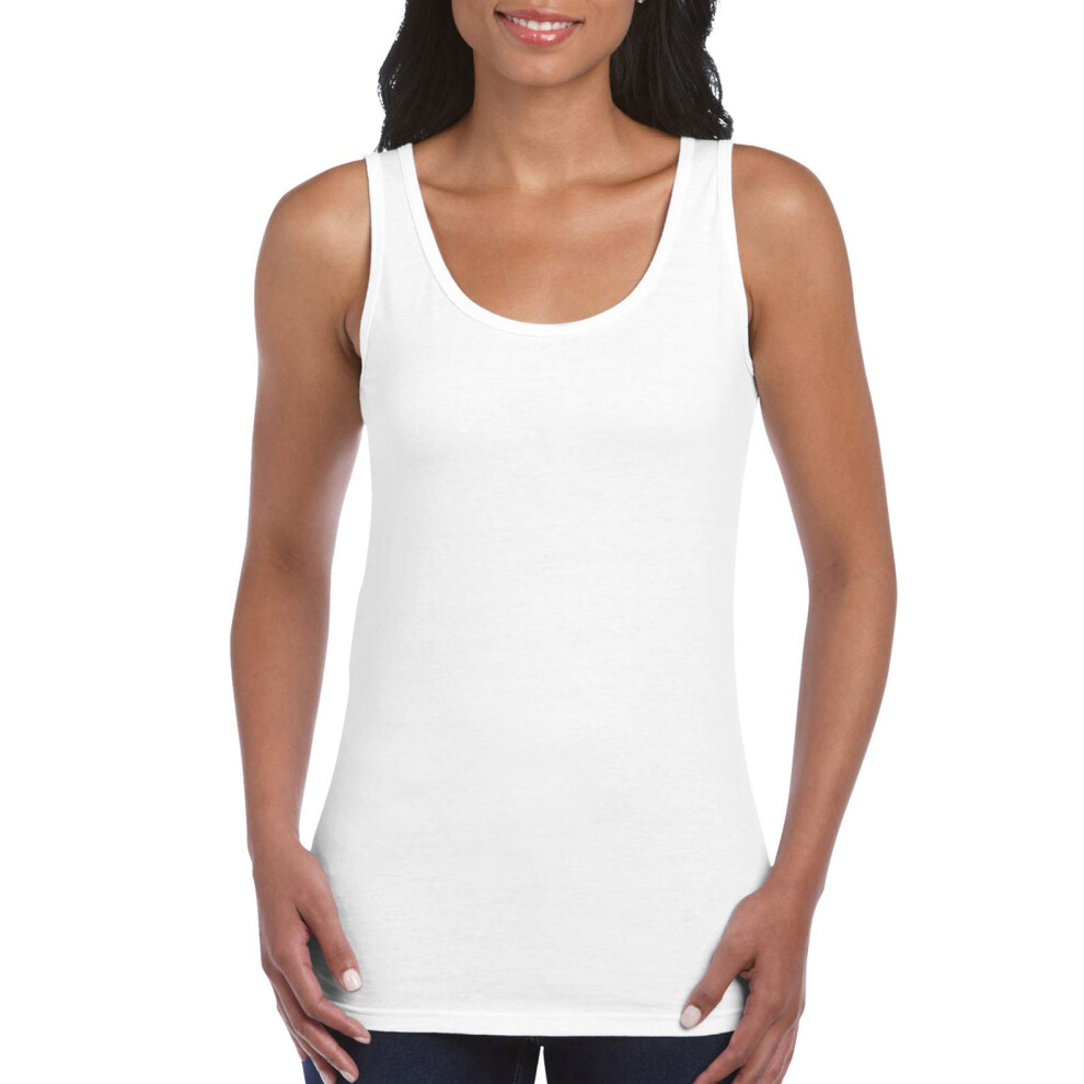 Gildan 64200L Softstyle Women's Junior-Fit Extra-Long Tank Top White L