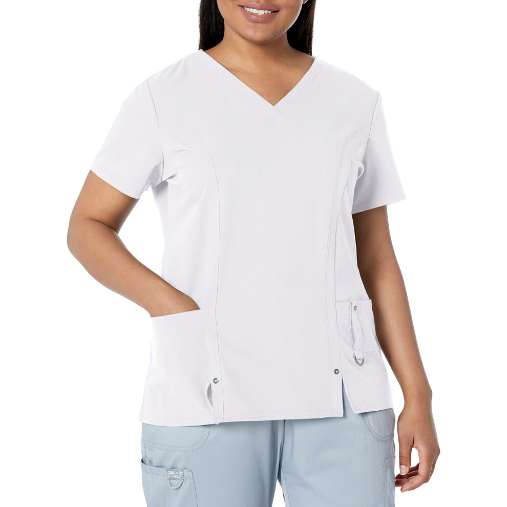 Dickies Women's Xtreme Stretch V-Neck Scrubs Shirt  White  Small