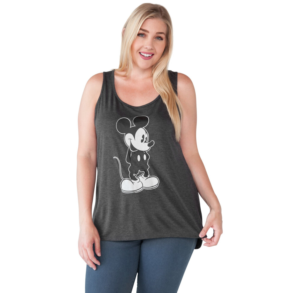 Disney Womens Plus Size Tank Mickey Mouse Sleeveless (Charcoal  1X)