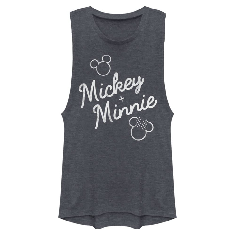 Disney Classic Mickey Signed Together Women's Muscle Tank  Denim Blue