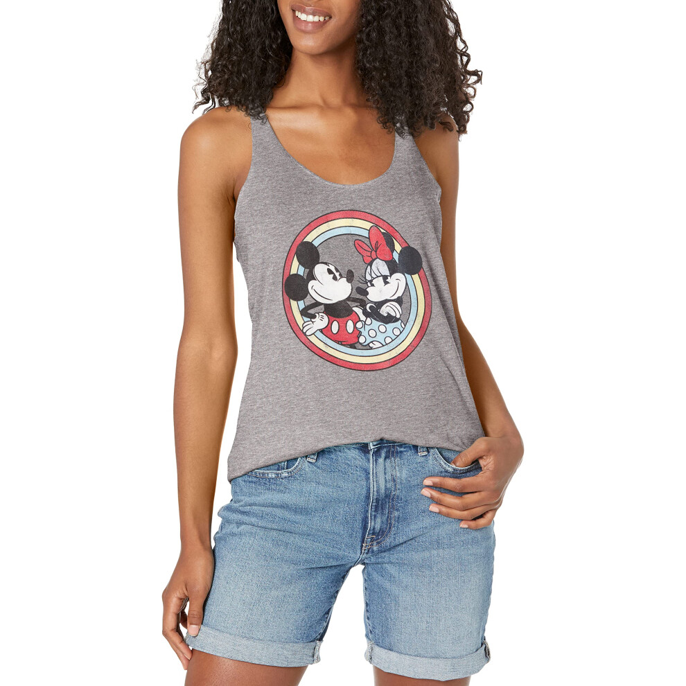 Disney Classic Mickey Minnie Circle Women's Racerback Tank Top  Gray H