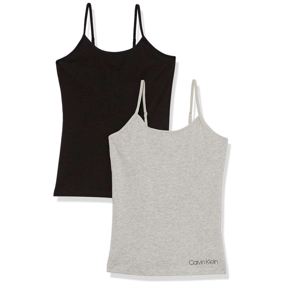 Calvin Klein Girls' Cami Top 2 Pack  Heather Grey/Black  M