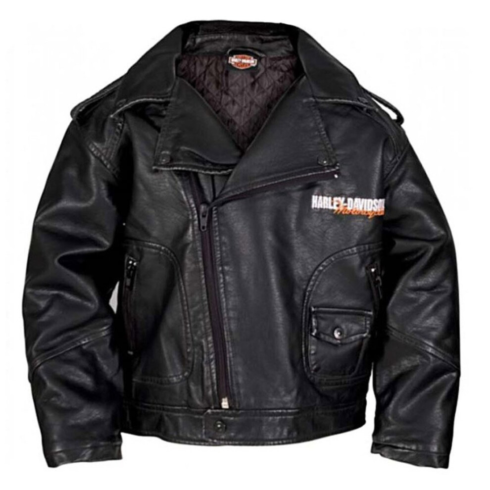 Harley-Davidson Little Boys' Upwing Eagle Biker Pleather Jacket Blk 03