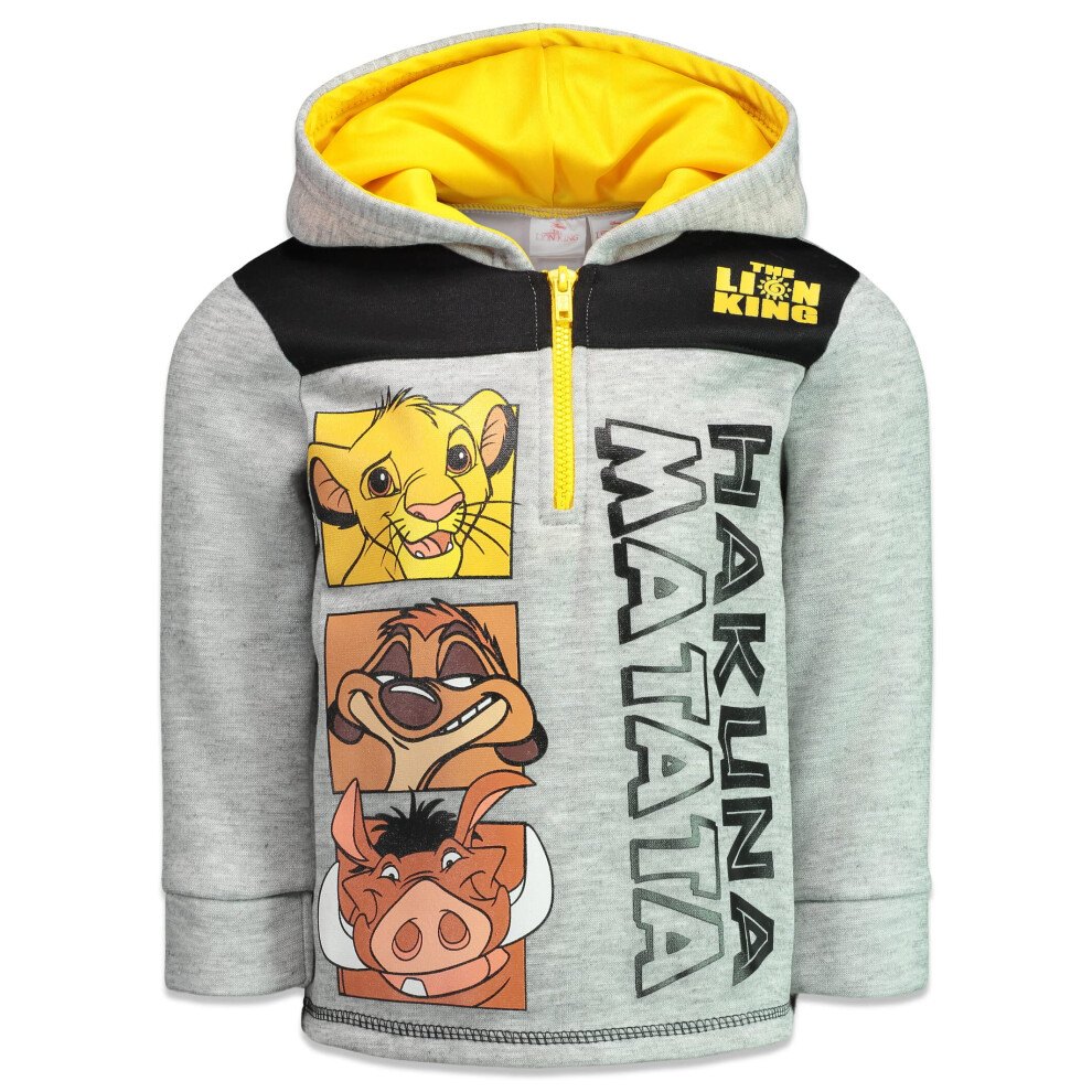 Disney Lion King Simba Pumbaa Timon Little Boys Half-Zip Hoodie Grey 7