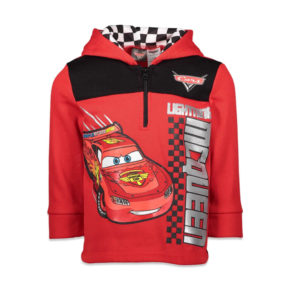 Disney Pixar Cars Lightning McQueen Toddler Boys Half-Zip Hoodie Red 3