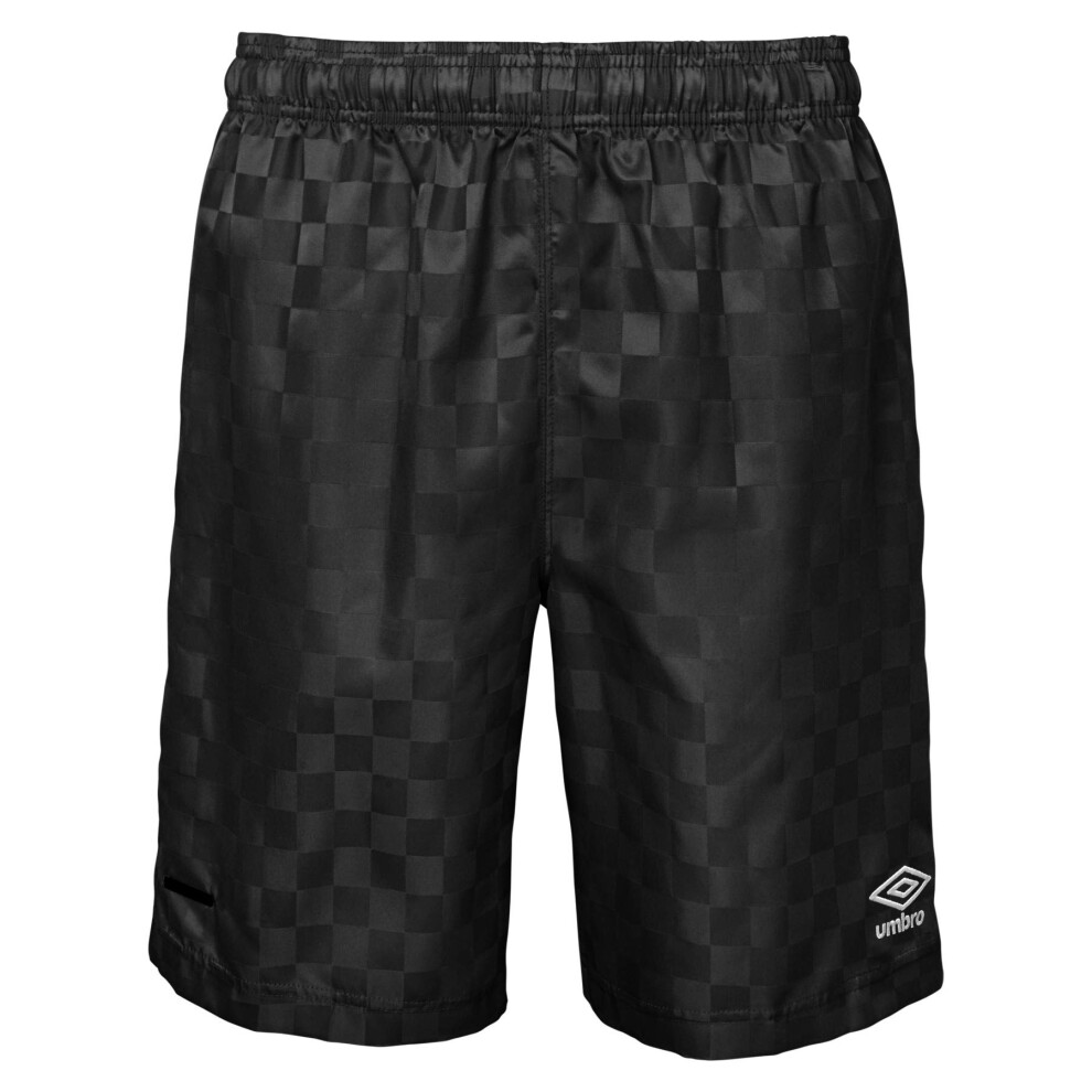 Umbro Boys Checkerboard (Youth) Short  Black Beauty/White  14-16 US